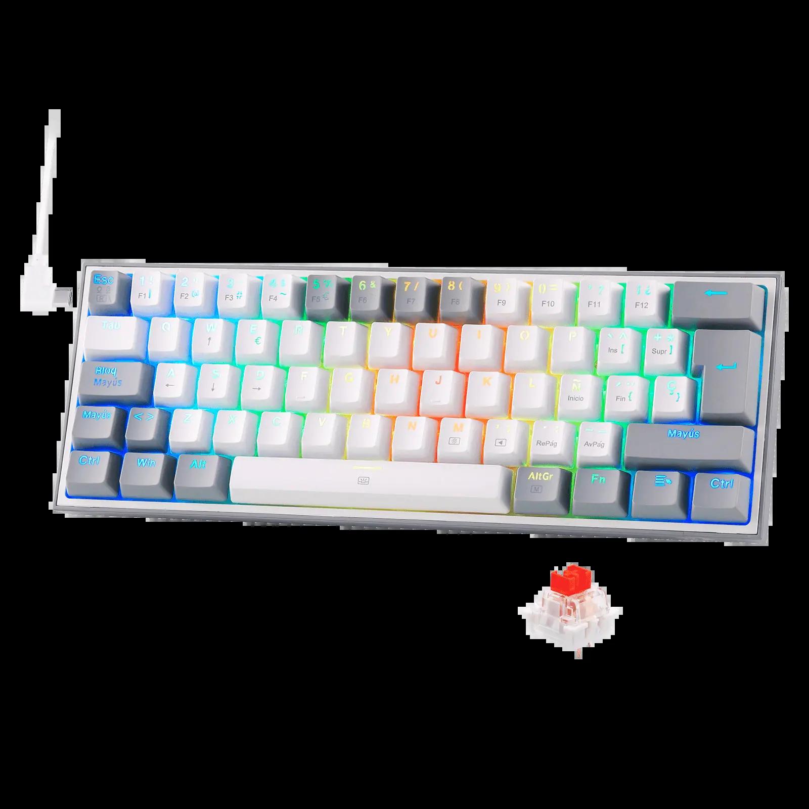 Redragon FIZZ K617ES Teclado Mecánico Mini 60% Blanco y Gris - Main Image